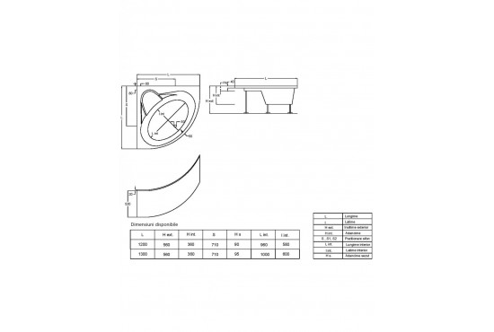 Cadă baie GEMINI 1300x1300